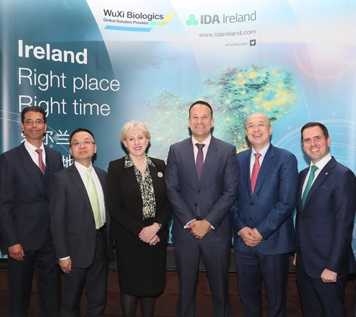 An Taoiseach Leo Varadkar, TD (centre) with senior WuXi staff and IDA Ireland personnel